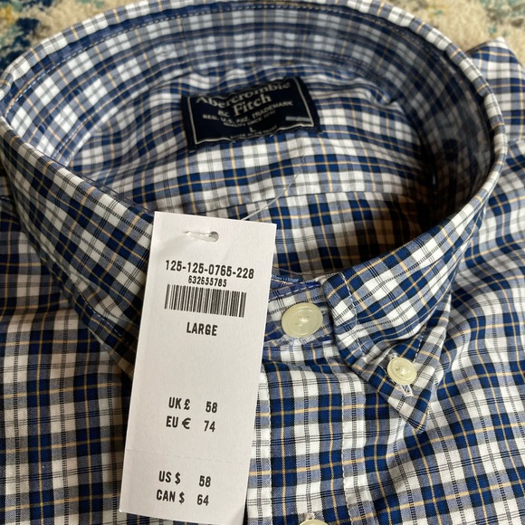 NWT Abercrombie & Fitch Long-Sleeve Plaid Button-Up Shirt - Picture 6 of 9